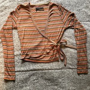urban outfitters striped wrap top